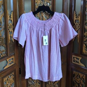 A New Day Striped Cotton Blend Peasant Blouse